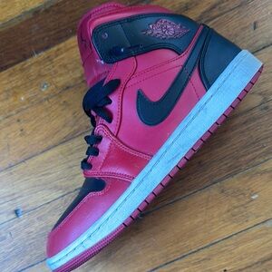 Red and Black High-Top Sneakers